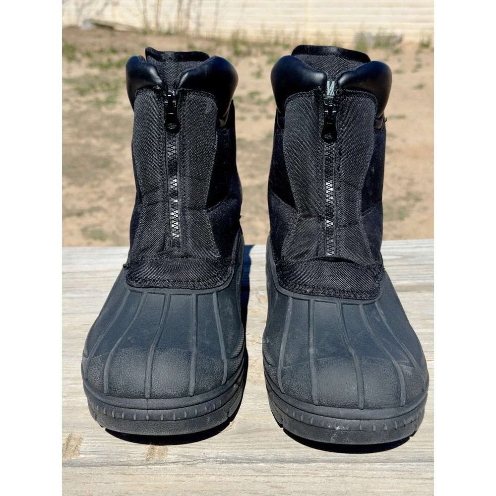 Khombu Boots Men's 12 M Black Glacier Zip Paul Snow Boots Thermal Insulation